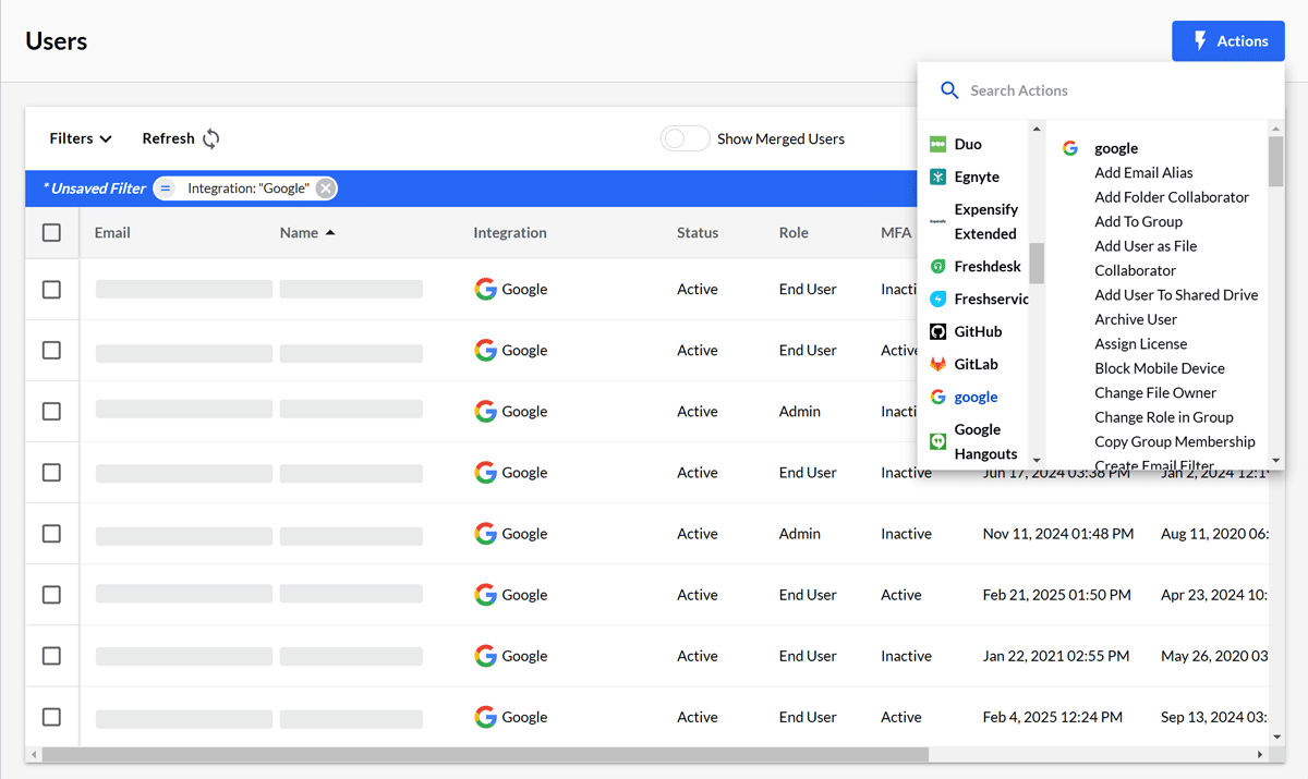 BetterCloud User Automation module: User password change for Google Integration