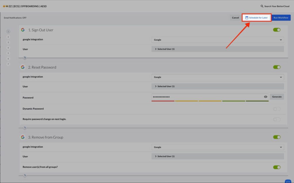 Schedule for Later in BetterCloud