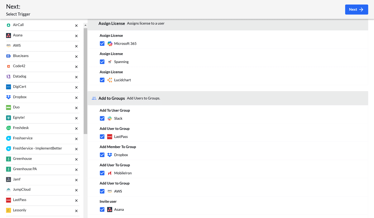 BetterCloud User Automation module: Microsoft 365 onboarding workflow