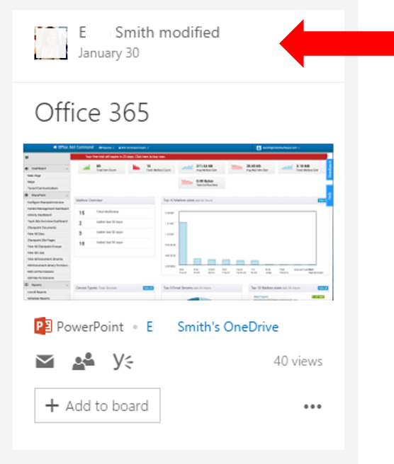 Click on Content Card in Office Delve