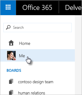 Me tab on Office Delve