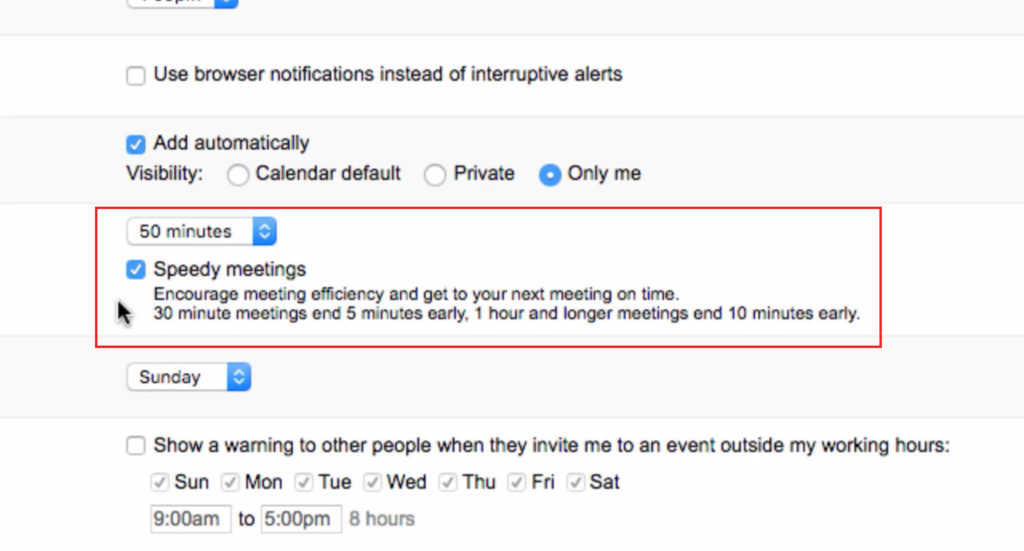 Google Calendar event speedy meetings