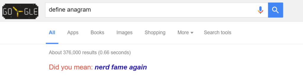 Google define anagram